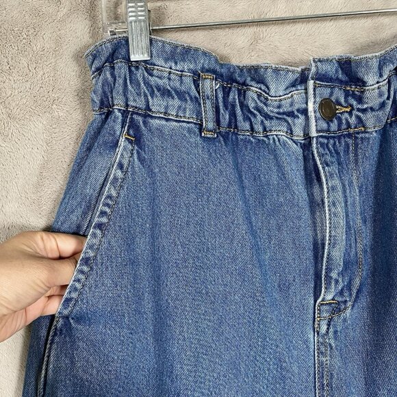 Zara Jeans Women's 8 Baggy Barrel High Waisted Ruffled Paperbag Elastic Waist - Picture 3 of 13